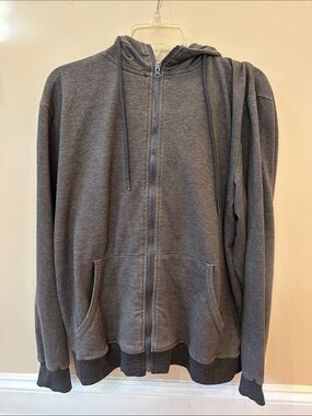 Coofandy Men's Grey Zip-Up Hoodie Sweater-XL